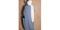 Abaya couleur bleu gris manches serrées en soie de medine